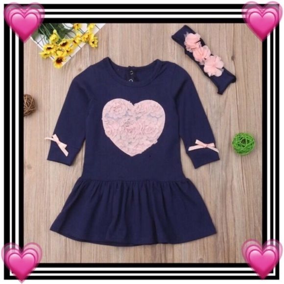 Rosebud Heart Dress Tunic 12m, 18m, 24m - Picture 5 of 9
